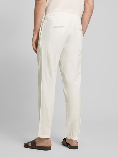 Matinique Regular fit linnen broek met elastische band, model 'barton' Offwhite - 5