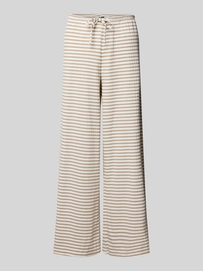 Gina Tricot Lounge-Hose mit Streifenmuster und elastischem Bund Beige Melange 2