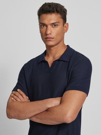 BOSS Slim fit poloshirt met V-hals Marineblauw - 3