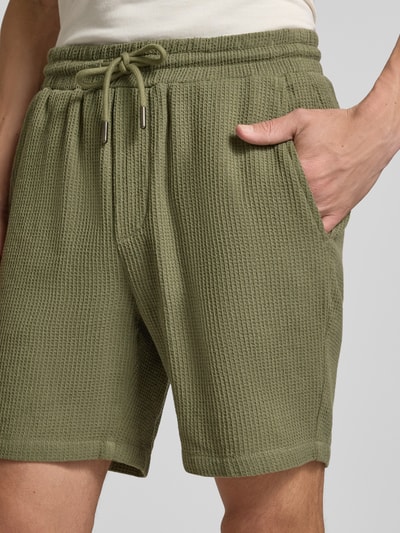 Only & Sons Shorts mit Strukturmuster und elastischem Bund Modell 'BERTIL' Oliv 3