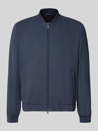 Produktfoto, Blouson mit Zweiwege-Reißverschluss von bugatti in Dunkelblau, Material-Mix mit Stretch, Regular Fit, Stehkragen, strukturierte Oberfläche