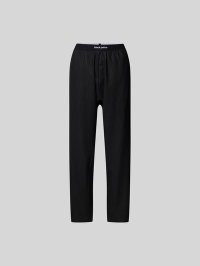 Produktfoto, Stoffhose mit elastischem Logo-Bund von black palms in Schwarz mit feiner Struktur, Material-Mix mit Viskose-Anteil, lockerer Schnitt