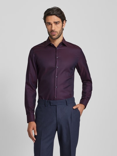 Jake*s Slim fit zakelijk overhemd met kentkraag Aubergine - 4