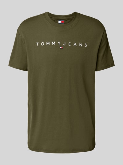 Tommy Jeans T-Shirt mit Label-Print Oliv 2