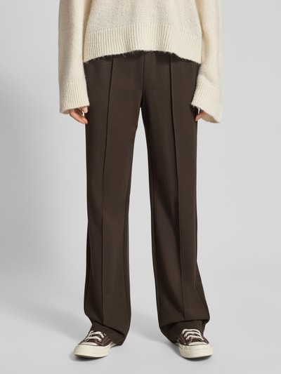 Only Spodnie materiałowe z szerokimi nogawkami z mieszanki wiskozy model ‘POPTRASH-SUKI’ Ciemnobrązowy 4