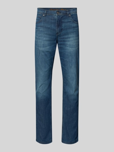 Produktfoto, Jeans mit 5-Pocket-Design von Christian Berg Men in Blau, Baumwoll-Mix mit Stretch-Anteil, Gerader-Schnitt, glatte Oberfläche