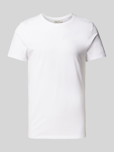 Casual Friday T-shirt met geribde ronde hals Wit - 2