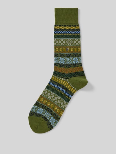 Burlington Socken aus Schurwoll-Mix Modell 'Country Fair Isle' Gruen 1