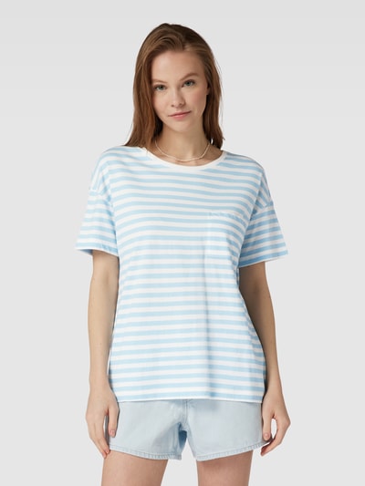 Marc O'Polo DENIM T-Shirt aus Baumwolle mit Streifenmuster Hellblau 4
