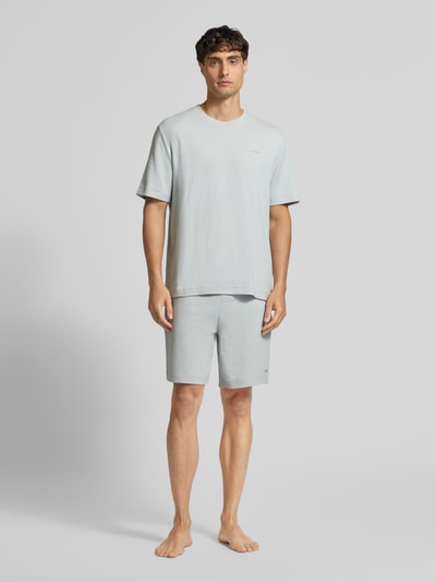 HUGO Regular fit sweatshorts met structuurmotief, model 'Austin' Lichtgrijs - 1
