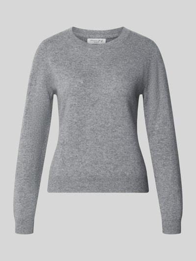 Produktfoto, Slim Fit Strickpullover aus reinem Kaschmir von Christian Berg Woman, sweter z kaszmiru w kroju slim fit, szary, elastyczne wykończenia, długość tyłu w rozmiarze S: 54 cm, długość rękawów w rozmiarze S: 65 cm