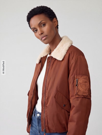 s.Oliver RED LABEL Bomberjacke mit Teddykragen Cognac 3