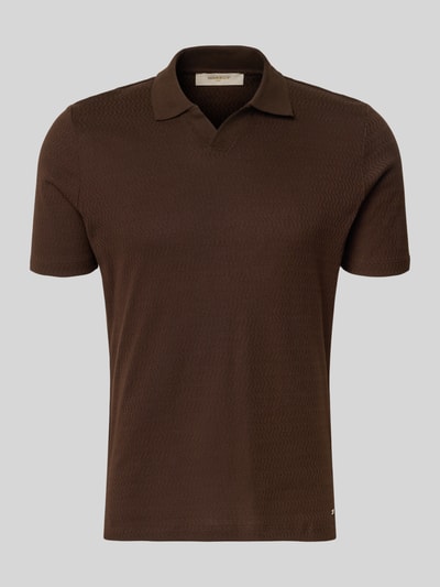 Produktfoto, Modern Fit Poloshirt mit Polokragen und Label-Detail von MARKUP aus Reine Baumwolle, braun, Rückenlänge Größe M: 70 cm