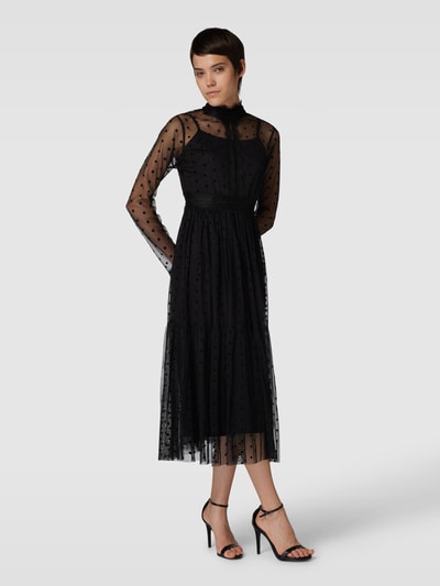 LACE & BEADS Cocktailkleid in semitransparentem Design mit Stehkragen Black 1