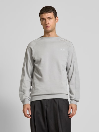 HUGO Sweatshirt mit Label-Stitching Hellgrau 4