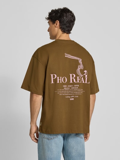 WOODBIRD T-Shirt mit Label-Print Dunkelbraun 4