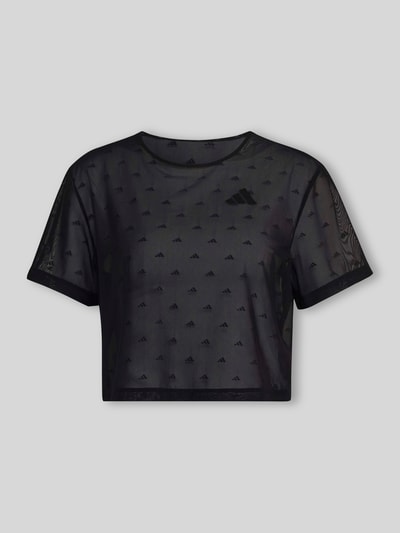 adidas Training Cropped Fit Sport T-Shirt aus Mesh mit Logo-Stitchings Black 1