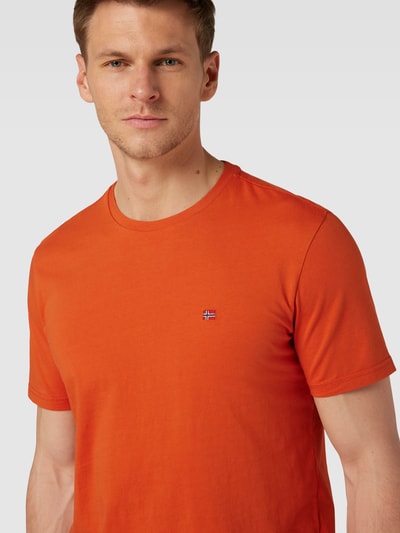 Napapijri T-shirt met labelstitching, model 'SALIS' Oranje - 3