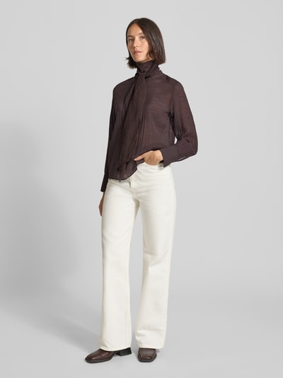 Mango Regular Fit Schluppenbluse aus Viskose-Mix Dunkelbraun 1