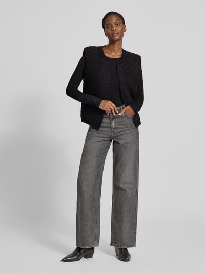 Lanius Gilet in bouclélook met ronde hals Zwart - 1