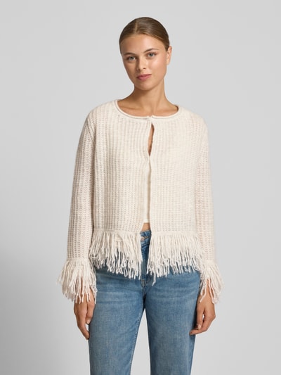 Hemisphere Gebreid jack van kasjmiermix met franjes Offwhite - 4