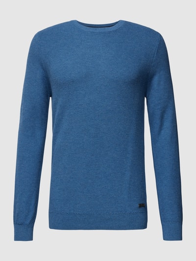Pierre Cardin Gebreide pullover in effen design met ronde hals Koningsblauw - 2