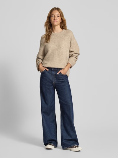 Gina Tricot Oversized Strickpullover mit Leinen-Anteil Sand Melange 1