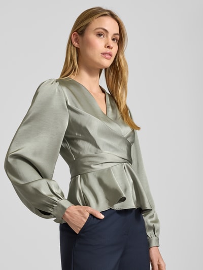 Neo Noir Bluzka z długim rękawem i dekoltem w serek Trzcinowy 3