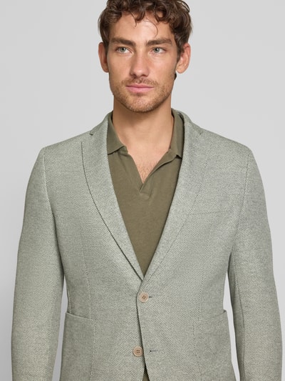 s.Oliver BLACK LABEL Slim Fit Anzugsakko aus meliertem Jersey Hellgruen 3
