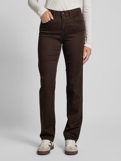 Brax Regular fit broek in 5-pocketmodel, model 'Style.Carola' Donkerbruin - 4