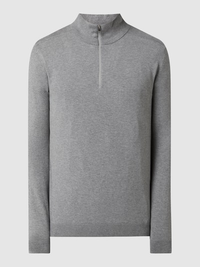 Selected Homme Troyer aus Pima-Baumwolle Modell 'Berg' Hellgrau Melange 2