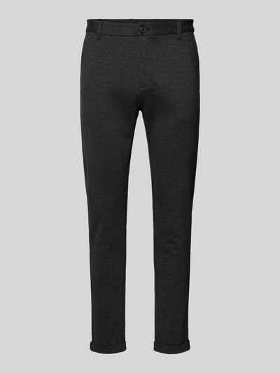 Lindbergh Slim fit stoffen broek met verkort model Antraciet - 2