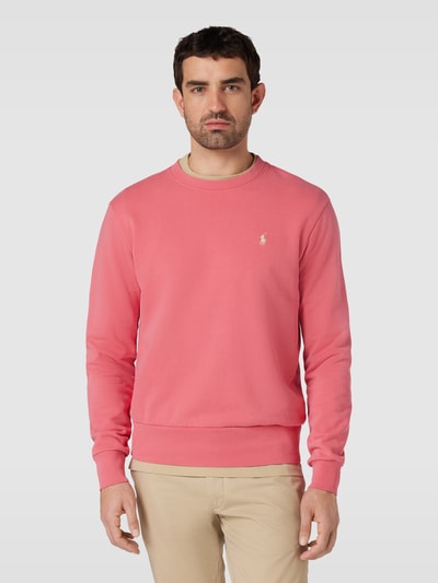 Polo Ralph Lauren Sweatshirt in effen design met labelstitching Lichtrood - 4