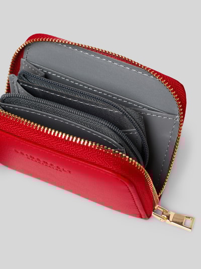 Seidenfelt Portemonnee met labeldetail, model 'YLVA' Rood - 3