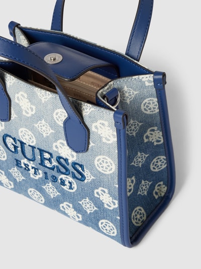 Guess Tote Bag mit Allover-Label-Details Modell 'SILVANA' Marine 5