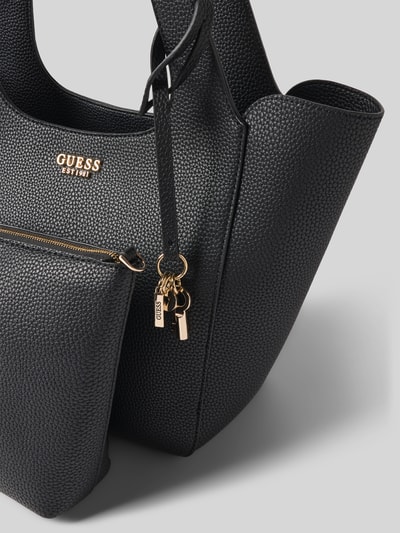 Guess Tote bag in leerlook met logo-applicatie, model 'Calista' Zwart - 3