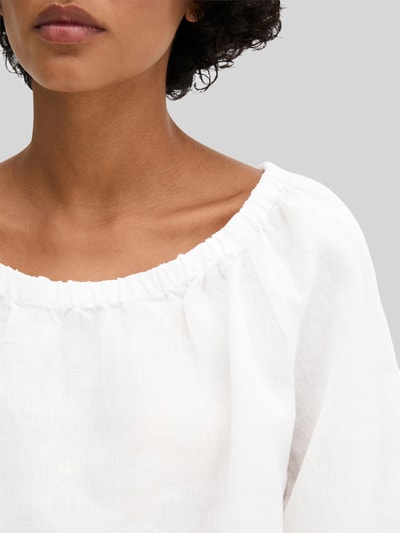Marc O'Polo Regular Fit Bluse aus reinem Leinen mit Carmen-Ausschnitt Weiss 3