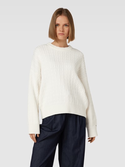 Tommy Hilfiger Gebreide pullover met kabelpatroon Ecru - 4