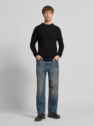 Jack & Jones Strickpullover mit gerippten Abschlüssen Modell 'LINK' Black 1