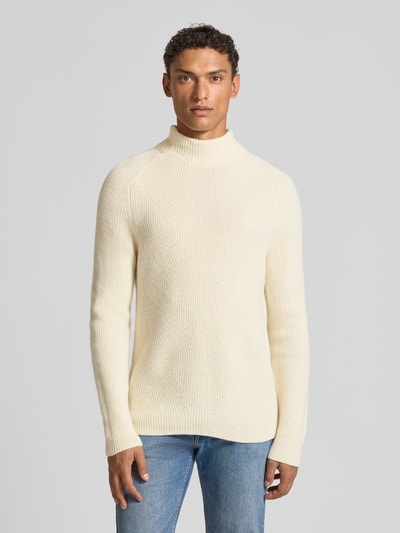 MAERZ Muenchen Gebreide pullover van een mix van scheerwol en alpaca met opstaande band Offwhite - 4