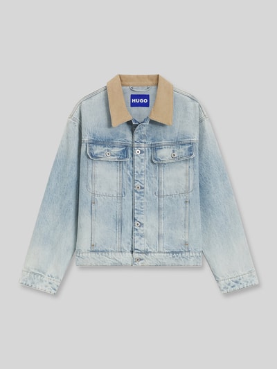 HUGO Blue kurtka jeansowa o kroju regular fit z czystej bawełny Jeansowy niebieski 2