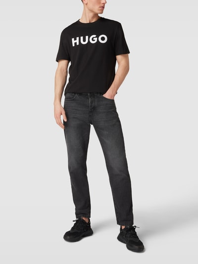 HUGO T-shirt z napisem z logo model ‘DULIVIO’ Czarny 1