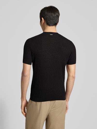 Antony Morato t-shirt z mieszanki wiskozy w prążkowaniu Czarny 5