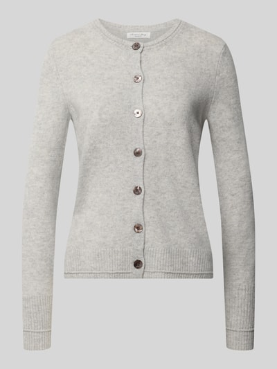 Produktfoto, Cardigan aus Wolle mit Rundhalsausschnitt von Christian Berg Woman, hellgrau, Knopfleiste, Regular Fit, Strukturstrick
