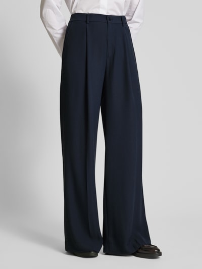 Lauren Ralph Lauren Wide leg bandplooibroek met riemlussen, model 'KIRAHN' Marineblauw - 4