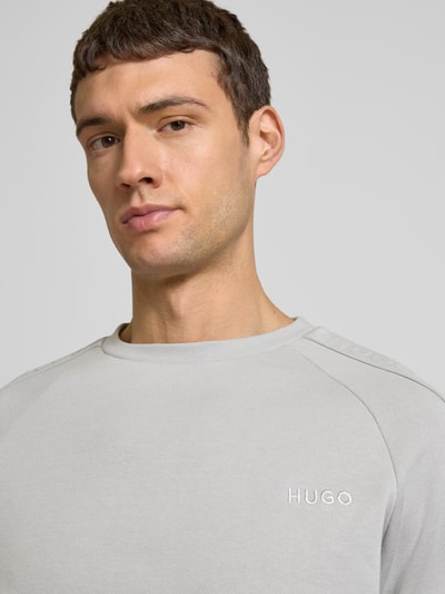 HUGO Sweatshirt mit Label-Stitching Hellgrau 3