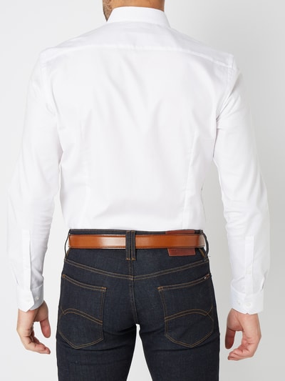 Jake*s Super Slim Fit Business-Hemd aus Twill Weiss 4