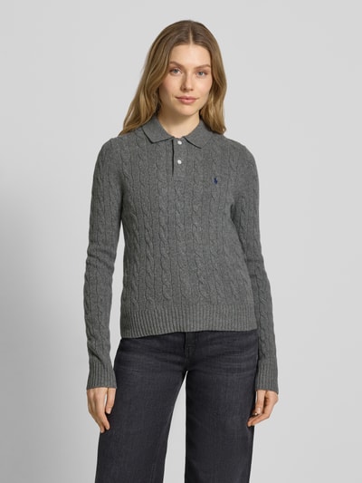 Polo Ralph Lauren Slim fit shirt met lange mouwen van wolmix met kasjmier Middengrijs - 4