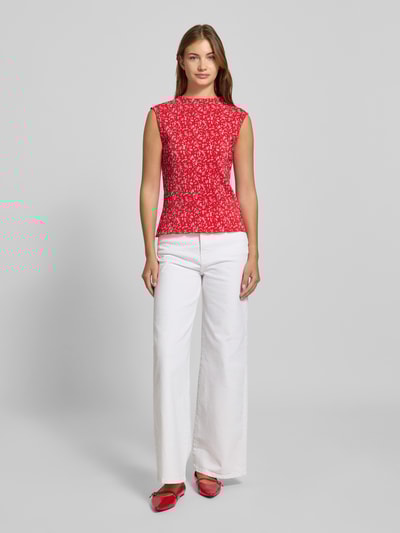 Pieces Slim fit top met crêpe afwerking, model 'FLORA' Lichtblauw - 1