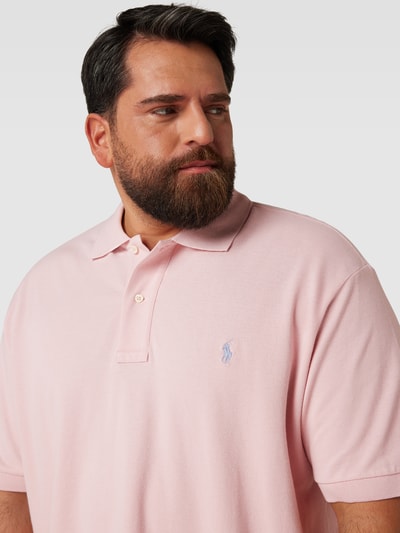 Polo Ralph Lauren Big & Tall PLUS SIZE poloshirt met labelstitching Felroze - 3